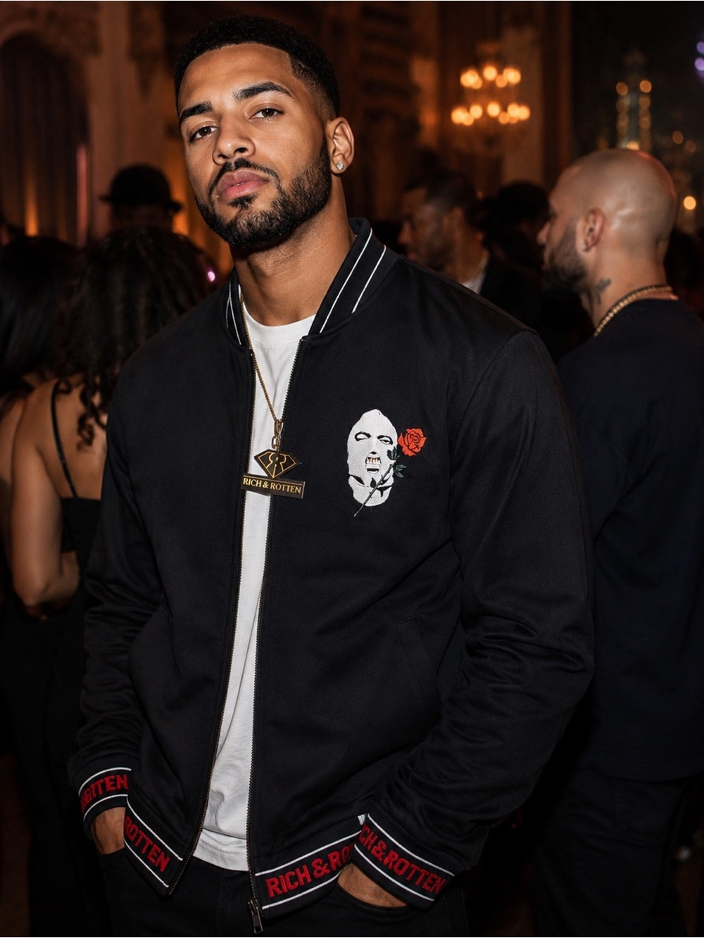 NWT Rich & Rotten Thug Love black track jacket. Luxury stitch. Size Medium